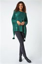 Emerald Longline Sparkle Embellished Tassel Poncho, Image 2 of 5