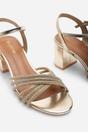Gold Bellini Cross Over Diamante Strap Block Heel Sandals, Image 5 of 6