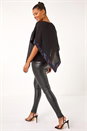 Purple Sequin Hem Overlay Stretch Top, Image 3 of 5