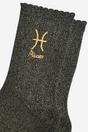 Black Embroiderd Pisces Zodiac Glitter Socks, Image 3 of 4