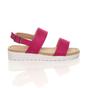 Fuchsia AJVANI Fuchsia Flatform Strappy Slingback Sandals, Image 2 of 6