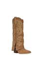 Tan XY LONDON Tan 'Evangeline' Knee High Western Cowboy Boots With Zip, Image 2 of 6