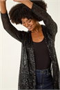 Black Sequin Longline Kimono, Image 4 of 5
