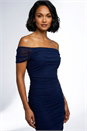 Navy  Dusk Ruched Mesh Stretch Dress, Image 6 of 6