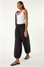 Black Ruched Waist Harem Trousers, Image 2 of 5