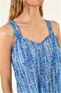 Blue Burnout Stripe Print Vest Top, Image 5 of 5