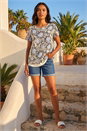 Black Floral Print Double Layer Top, Image 1 of 4