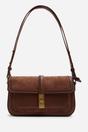 Brown Coral Suede Structured Shoulder Bag with Gold Lock, Image 1 of 8
