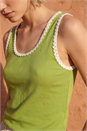 Olive Cotton Ric Rac Trim Vest, Image 4 of 4