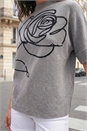 Grey Rose High Neck Knit Jumper, Image 4 of 4