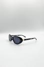 Black SVNX Black Oval Foldable Sunglasses, Image 3 of 7