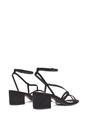 Black 'Maria' Ankle Strap Low Block Heel Strappy Sandals, Image 4 of 5