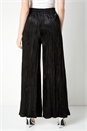 Black Crushed Velour Palazzo Trousers, Image 2 of 4