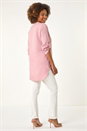 Rose Longline V-Neck Button Tunic Top, Image 3 of 5
