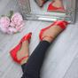 Red AJVANI Red Mid Wedge Heel Ankle Strap Sandals, Image 5 of 6