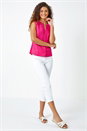 Cerise Sleeveless Embroidered Cotton Blouse, Image 2 of 5