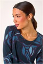 Blue Floral Print Chiffon Hem Top, Image 4 of 5