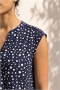 Navy  Polka Dot Print Stretch Top, Image 4 of 4