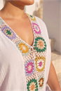 White Curve Crochet Detail Midi Dress, Image 4 of 4
