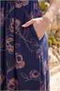 Navy  Petite Floral Gathered Dress, Image 4 of 4