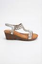Silver Emma Womens Embellished T-bar Wedge Sandals, Image 6 of 8