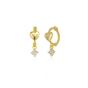 Gold Heart Huggie Hoop Drop Earring, Image 1 of 5