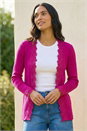 Cerise Lace Trim Knit Cardigan, Image 2 of 4