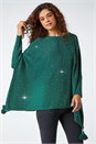 Emerald Longline Sparkle Embellished Tassel Poncho, Image 1 of 5