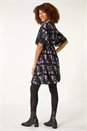 Black Lace Trim Floral Dress, Image 3 of 5