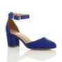 Royal Blue AJVANI Royal Blue Mid Block Heel Ankle Strap 2 Part Heels, Image 1 of 6