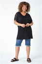 Black Curve Lace Trim T-Shirt, Image 2 of 5