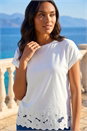Ivory  Cut Out Hem Stretch Top, Image 2 of 5