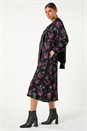 Purple Floral Empire Waist Midi Dress, Image 2 of 5