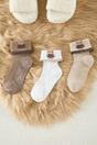 Multi 3 Pack Teddy Bear Jacquard Knit Crew Socks, Image 1 of 2