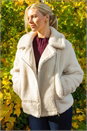 Ivory Borg Detail Aviator Coat, Image 1 of 2