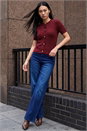 Wine Dusk Cable Knit Buttoned Top, Image 2 of 4