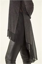 Black Sparkly Chiffon Hem Stretch Top, Image 5 of 5