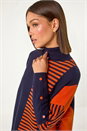 Midnight Blue Stripe Colour Block Jumper, Image 1 of 5
