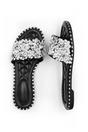 Black 'Belle' Diamante Sparkly Flat Sliders, Image 2 of 4
