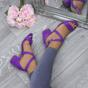 Purple AJVANI Purple Mid Block Heel Crossed Straps Sandals, Image 5 of 6