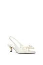 Ivory XY LONDON Ivory Slingback Kitten Heel Bow Pointed Toe Bridal Court Shoes, Image 2 of 6