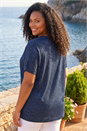 Navy  Curve Shimmer Hotfix Knit Top, Image 3 of 4