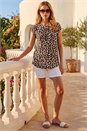 Natural  Pleated Animal Print Shell Top, Image 3 of 4