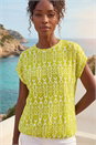 Lime Ikat Print Bubble Hem Top, Image 1 of 4