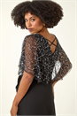 Black Sequin Chiffon Wrap Maxi Dress, Image 1 of 5