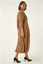 Taupe Textured Wrap Midi Dress, Image 3 of 5
