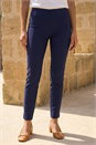 Navy  Full Length Elastic Waist Stretch Trousers, Image 2 of 4