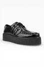 Black TUK Footwear Black Viva High Creeper Leather Goth Shoes, Image 2 of 7