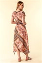 Orange Geo Contrast Print Hanky Hem Dress, Image 2 of 4