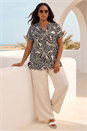 Natural  Curve Textured Print Stretch Top , Image 2 of 4